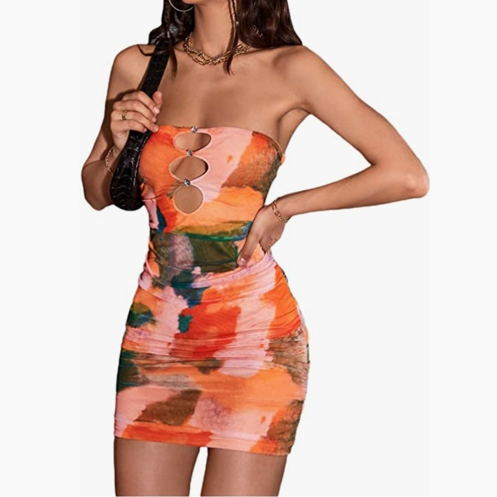 Tie Dye Cut Out Sleeveless Mini Tube Dress - Size S - NWOT